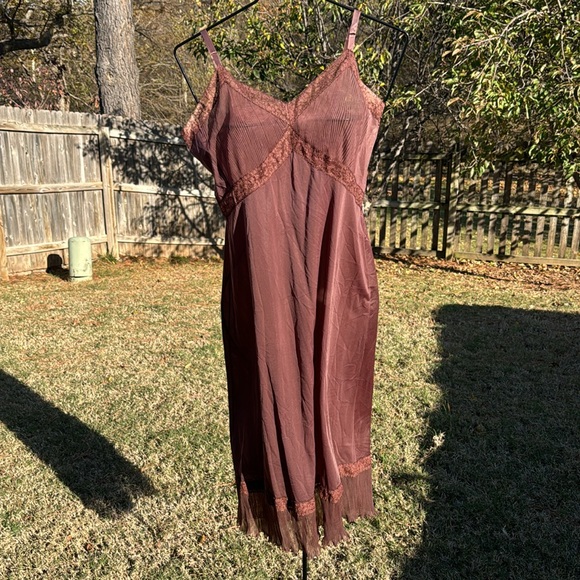 Vintage 1950s Brown Vanity Fair Accordion crystal pleat Slip sz 38 USA made - Picture 2 of 8